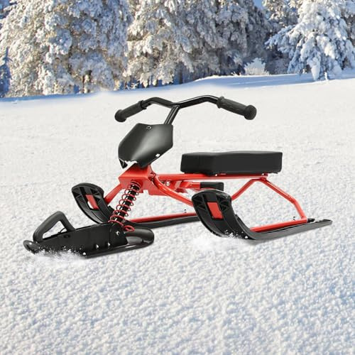 WFIETN - Trineo de esquí con volante, trineo de invierno para niños a partir de 3 años para uso en pistas de esquí, esquí de invierno hasta 90 kg, fácil de usar, 121 x 50 x 45 cm