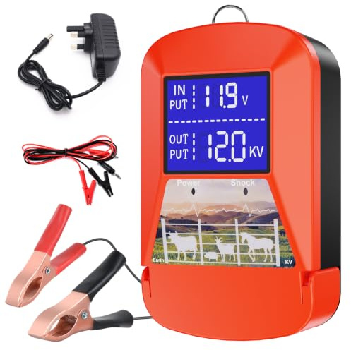 Électrificateur de clôture électrique 12 V avec affichage LED, électrificateur 3,0 J pour électrificateur électrique 24 km, pour protéger les animaux de ferme, les animaux domestiques, la volaille