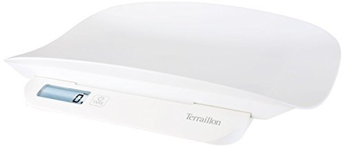 TERRAILLON Evolutionäre Babywaage – Gewichtsstabilisierung, Tara-Funktion, abnehmbare Babyschale, Schutzhülle im Lieferumfang enthalten – Graduation 5g, Tragkraft bis 20kg – Weiß