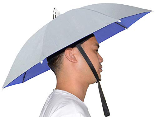 NEW-Vi Umbrella Hat, 25 inch Hands Free Umbrella Cap for Adults and Kids, Fishing Golf Gardening Sunshade Outdoor Headwear (Silver)