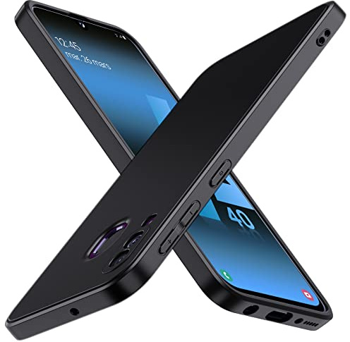 ivoler Silikon Hülle für Samsung Galaxy A40 mit Kameraschutz, Ultra Dünne Weiche Stoßfest Schutzhülle Flexible TPU Matte Schwarz Handyhülle Kratzfest Case Cover