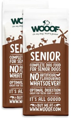 WOOOF Senior 36kg kaltgepresstes Hundefutter mit Pute und Fisch | Trockenfutter, leicht verdaulich, ohne Weizengluten