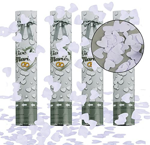 XiXiRan Tubi Spara Coriandoli Popper Bianco*4pcs, Cannoni Sparacoriandoli per Matrimonio, Compleanno, Laurea