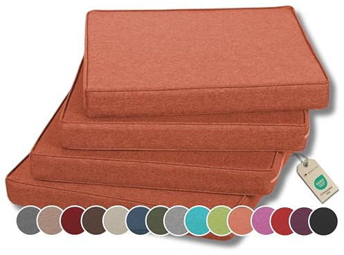 Gutekissen® Stuhlkissen Polsterauflage Auflage für Stühle/Bänke für Haus und Garten Sitzauflage Gartenkissen Sitzkissen viele Farben FK5 (50x50, Orange, 4)