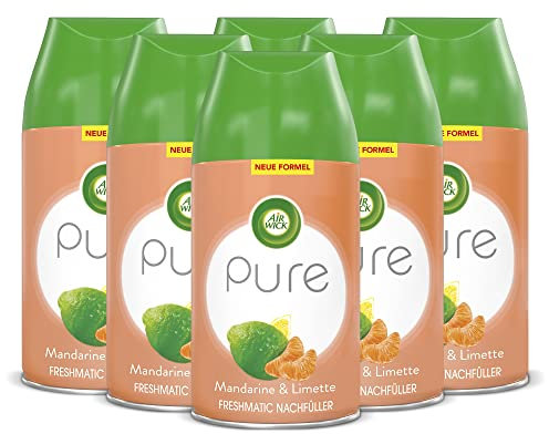 Air Wick Freshmatic Max Raumspray – Nachfüller für den Air Wick Freshmatic Max – Duft: Pure Mandarine und Limette – 6 x 250 ml Nachfüller