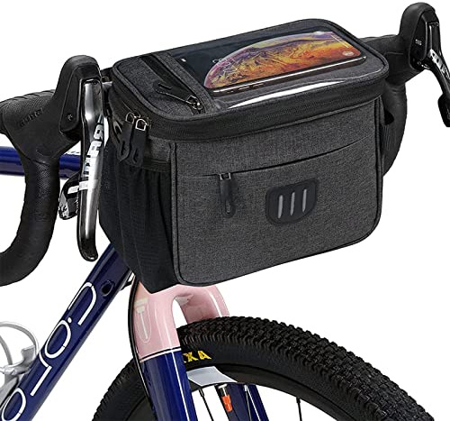 CALLCASE Bike Handlebar Bag Bicycle Front Bag Shoulder Bag Storage Bag with Shoulder Strap for Road Mountain Bike Cycling Travel -Grey