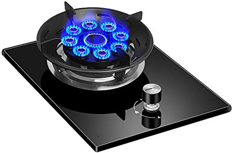 Samnuerly Piano Cottura a Gas 33 cm Piano Cottura a Gas Singolo fornello in Vetro temperato Nero Fornello a Gas Leggero per Soggiorno Compatto, Cucina, Campeggio [Classe di efficienza energetica A]