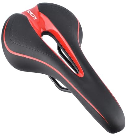 Sbeite Robuster Mountainbike-Sattel, Schwarz-Rot