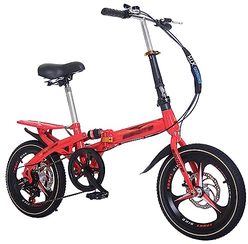 WOLWES Bicicleta Plegable De 6 Velocidades, Bicicleta De Ciudad Plegable Fácil, Bicicleta Portátil Con Freno De Disco Dual Para Mujeres Y Hombres, 16 Pulgadas, Color B