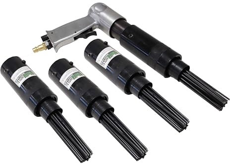 Druckluft Nadelentroster + 3 x Ersatzkopf | Rostentferner Nadelpistole Entroster Nadelabklopfer 19 Nadeln