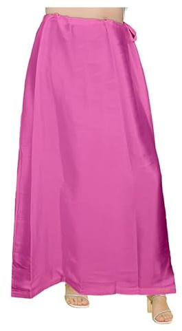 EDZZEL Women's Satin Petticoat Saree Satin Underskirt Sari Satin Silk Petticoat Underwear For Women Pink