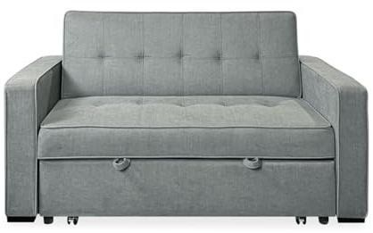 amuéblate Online - Sofá Cama de 2 Plazas Modelo Lite, Diseño Moderno, Práctico, Cómodo y Funcional, con Reposabrazos, Acabado en Gris