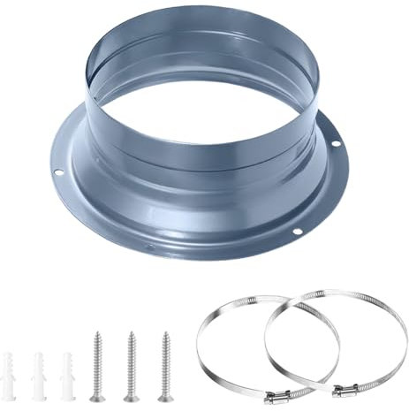 Flangia di Montaggio a Parete 120 mm Raccordo per Condotto di Ventilazione in metallo con fascette e viti raccordo per tubo di scarico tubo di ventilazione Connettore/Adattatore per Tubo