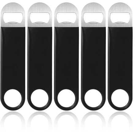 Wantli 5 Pezzi Apribottiglie, Apribottiglie in Acciaio Inox, Beer Bottle Opener, apribottiglie portatili,on manico strato in gomma antiscivolo,per Cucina Bar,Ristorante,Feste,Attività All'aria Aperta