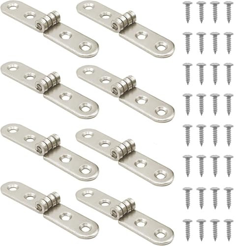 8 Stück Scharniere Klappbar, Klappscharniere für Tischplatten 180 Grad Aufschraubscharnier Metall Klappenscharnier für Nähmaschine Türen Fenster Schränke