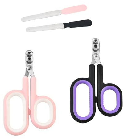 Fokroin 2pièces Coupe Griffes pour Chat, Livré avec 2 Limes à Ongles, 2mm Trou Conique Coupe Ongle Chat, Tondeuses à Griffes Portable pour Griffes Petites et Grosses (Les Petits Animaux)