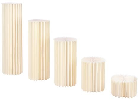 Set di 5 vasi di cartone da matrimonio, supporto per fiori pieghevole, colonna decorativa, visualizzazione della base cilindrica, supporto per fiori cilindrici, per matrimonio, fidanzamento,