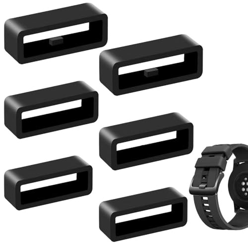 MIETONG 6 Pieces Black Silicone Watch Band Keepers - Rubber Watch Strap Loop Replacement Rubber Watch Strap Retainer 18/20/22mm