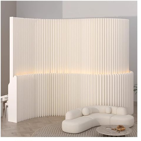 JCWGLY Room Dividers Folding Privacy Screen Room Divider with LED Light Strip, Portable Wall Partition for Space Separation, Room Separator for Living Room Bedroom Office(200~300cmx180cm)