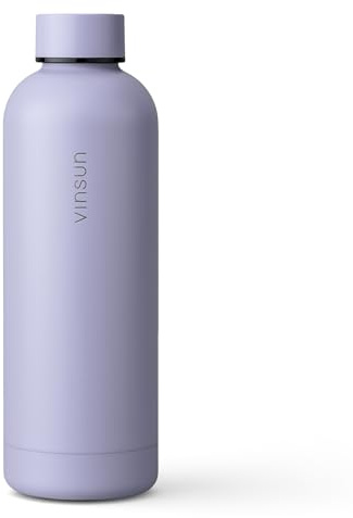 Vinsun Stainless Steel Water Bottle 500ml Purple - Double-Walled Insulated Flask, Leak-Proof, BPA Free - Drinks Bottle for Sport, Outdoor, School, Gym