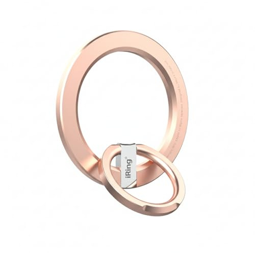 iRing Magnetic Phone Ring Holder for MagSafe, 360° Rotation Finger Grip Stand Compatible with iPhone 17/16/15/14/13/12 – Strong Magnetic Grip, iRing M2 Rose Gold
