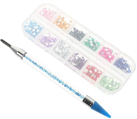 Ciieeo Stylo à Dessin Diamant Multifonction Bleu, Outil de Peinture pour Perles avec Boîte de Strass, Kit Manucure DIY pour Décoration Ongles, Accessoires Nail Art et Pédicure