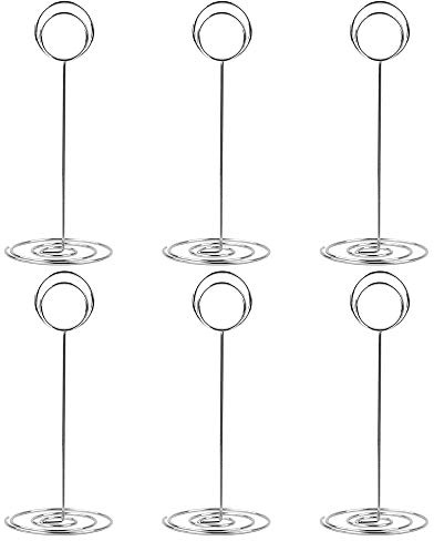 10 Pack 8.75 inch Tall Table Number Holders Place Card Holder Table Picture Holder Wire Photo Holder Clips Picture Memo Note Photo Stand (Silver)