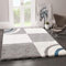 VIMODA Wohnzimmer Teppich Hochflor Shaggy Deko kariert Streifen Turkis Creme Grau Pflegeleicht Modern, Maße:200x280 cm