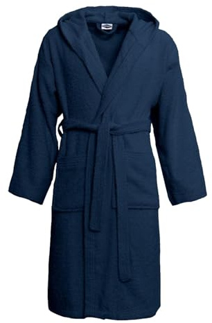 Accappatoio Uomo Donna con cappuccio POMPEA TAGLIA S - M - L - XL - XXL SPUGNA 360gr/m² in scatola (Blu 002, Taglia S/M)