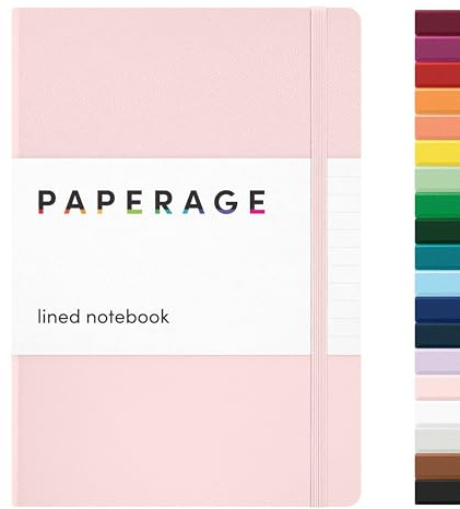 PAPERAGE Lined Journal Notebook, (Blush), 160 Pages, Medium 5.6 in x 8 in - 100 GSM Thick Paper – Hardcover Journaling Notebook for Work, School & Note Taking