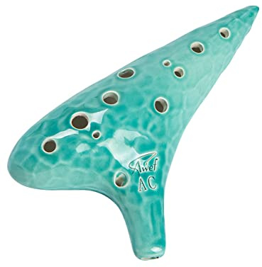 Awef Jingle Stream 12 Hole Ocarina Alto C Ocarina with Delicate Smooth Finishing Masterpiece Collectible (Cyan)