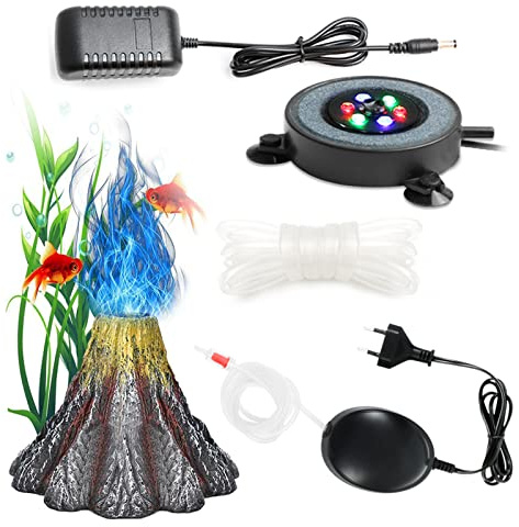 Illuminazione Acquario Bubble Light con Pompa d'Aria, Kit di Decorazione Acquario con luce a LED, Ossigena il pesce, IP68 Impermeabile