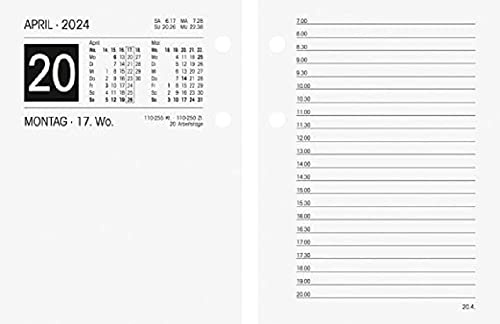 BRUNNEN Dagskalender 2024 2 sidor = 1 dag form 261 E, 8 x 10,8 cm vit