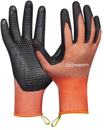 Gebol Clivia, 1 Paar Gartenhandschuhe für Damen & Kinder, Touchscreen-kompatibel mit Anti-Schweiß-Funktion, Arbeitshandschuhe aus Recycling-Material mit rutschhemmenden Noppen, Gr. XXS/5, Orange