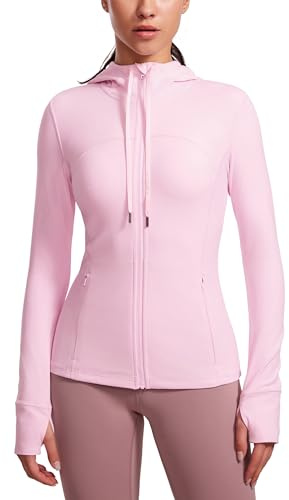 CRZ YOGA Giacca da allenamento da donna con zip e cappuccio Peonia Rosa 40