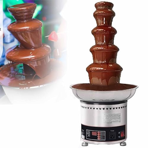 DDZJTPP Machine à Fondre Le Chocolat électrique,Fontaine à Fondue Au Chocolat,Fontaine à Fondue Au Chocolat en Acier Inoxydable,Fondue Au Chocolat pour Cuisine,Ménage,Mariage,5Tier