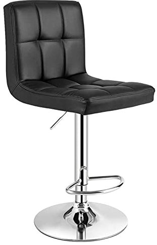 GLigeT Silla Alta Taburete de Barra Ajustable Barra giratoria Taburete Silla de Barra de Altura PU Cuero con la Espalda (Negro) Taburete de Cocina
