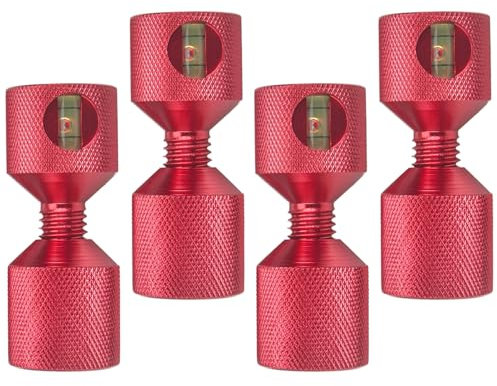 CNRAQR 1-1/8 Two Hole Pins Built-in Level 6061 Aluminum 2 Hole Flange Alignment Pin with Anodized Oxide Red Finish 4Pcs
