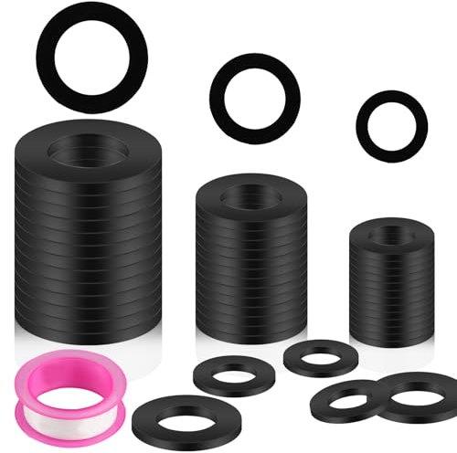 36 Pcs Arandelas de Sellado, Arandelas de Gomas, O Ring Planas de Goma, Juego de Juntas Toricas Juntas de Goma Planas para Mangueras de Grifos de Ducha 1/2 3/4 1 Pulgada