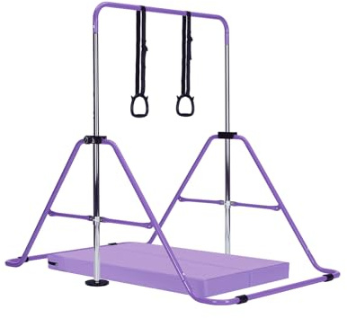 LN COZY CORNER Adjustable Kids Gymnastics Bar with Non-Slip Mat – Easy Assembly Training Kip Bar Horizontal Bar for Home, Safe & Stable Gymnastics Equipment for Children
