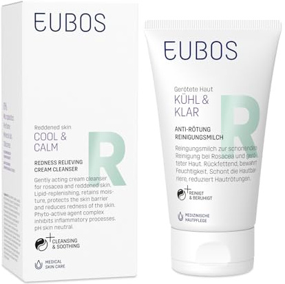 LECHE LIMPIADORA ANTIRROJECES DE EUBOS CALMA Y FRESCOR: para la rosácea y la cuperosis | Limpia delicadamente | El complejo de fitoactivos reduce las rojeces | Vegana | 150ml