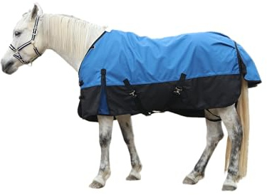 LEAFOREST 1200D strapazierfähige Pferddecke, Wind-& wasserdichte atmungsaktive Outdoordecke, Pflegeleichte Regendecke für Pferde,ohne Füllung Blauschwarz 150cm