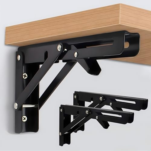 VintageBee 2ST Klappkonsole Schwerlast 230mm Regalträger Klappbar Schwarze Klappregalhalterungen Tisch Klappschanier für Tischplatten Klapptisch Wandtisch, Platzsparend, Tragkraft