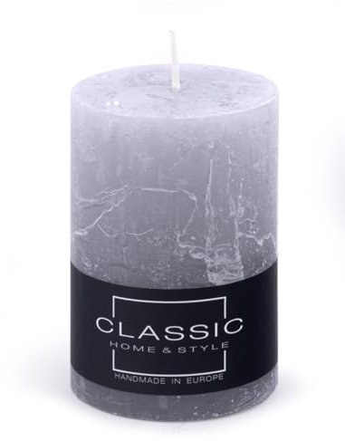 DONAU HOME Stumpenkerzen Rustik-Kerze/Grau / 1 Stück / 10 x Ø 7 cm Unparfümiert/zur Dekoration im Wohnzimmer, Bad / 49 Stunden Brenndauer/Deko Kerzen Wachskerze/Nordic Ambiance