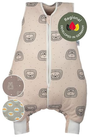 Hosenmax Babyschlafsack mit Beinen – Bio Baumwolle – Ganzjahres Schlafsack mit Beinen Baby – entspricht TOG 2,5 – Verspielter Löwe Größe 80 cm