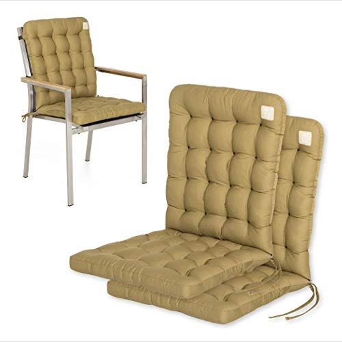 HAVE A SEAT Luxury | Gartenstuhlauflage Niedriglehner (2 St.) - Bequeme Sitzauflage Gartenstuhl - orthopädisch, wetterfest, waschbar bis 95° C - Made in Germany (2er Set - 100x48 cm, Beige)