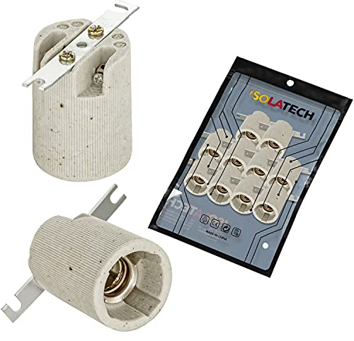 ISOLATECH 10pcs E14 portalampada in ceramica con staffa di montaggio LED lampadine a risparmio energetico (max. 250V/4A) lampadine Casa Cucina Bagno Zoccolo Montaggio Staffa resistente al calore