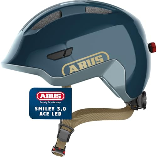ABUS children's helmet Smiley 3.0 ACE LED - bike helmet with light - deep fit & space for a pigtail - for girls and boys