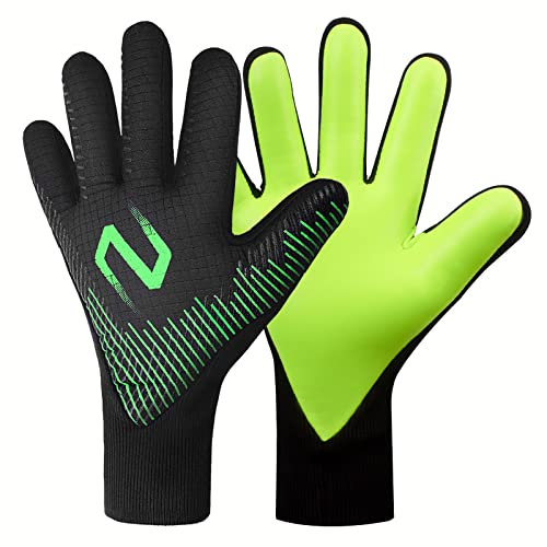 Sportout Torwarthandschuhe, Fußballhandschuhe, Torwarthandschuhe Herren, 4mm Latex, negativer Schnitt, für Erwachsene und Jugendliche(Green,8)