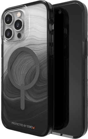 ZAGG Gear 4 Mailand Snap D30 Schutzhülle Kompatibel mit iPhone 14 Plus, Schlank, Stoßfest, Kabelloses Laden, (Black Swirl)